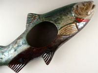 Raku Salmon Wall Sculpture. 16" Long with an Opening on the Back for Hanging.
